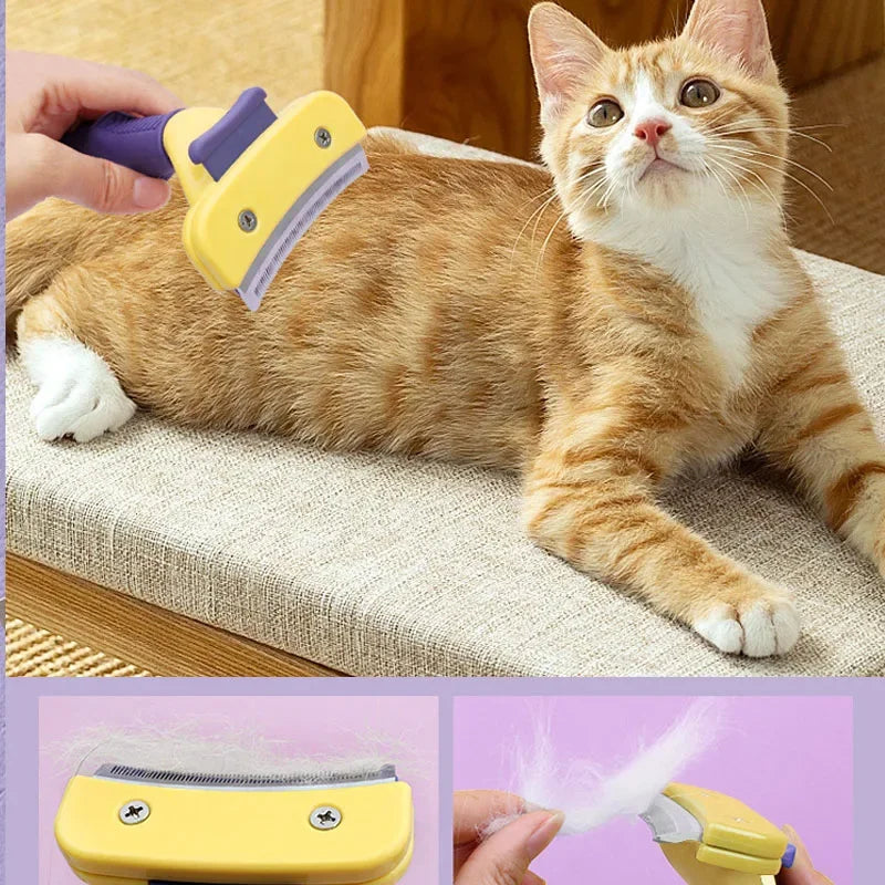 Pet Detangler & Grooming Comb – Gentle Fur Removal Brush for Dogs & Cats