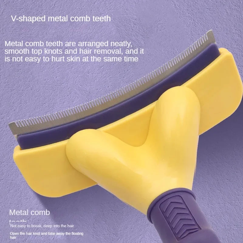 Pet Detangler & Grooming Comb – Gentle Fur Removal Brush for Dogs & Cats
